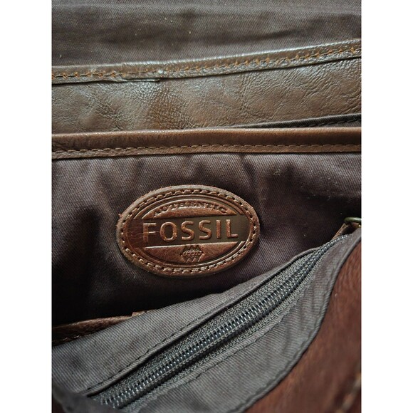 Vintage Fossil Brown Leather Large Messenger Cross Body Bag - Picture 8 of 13